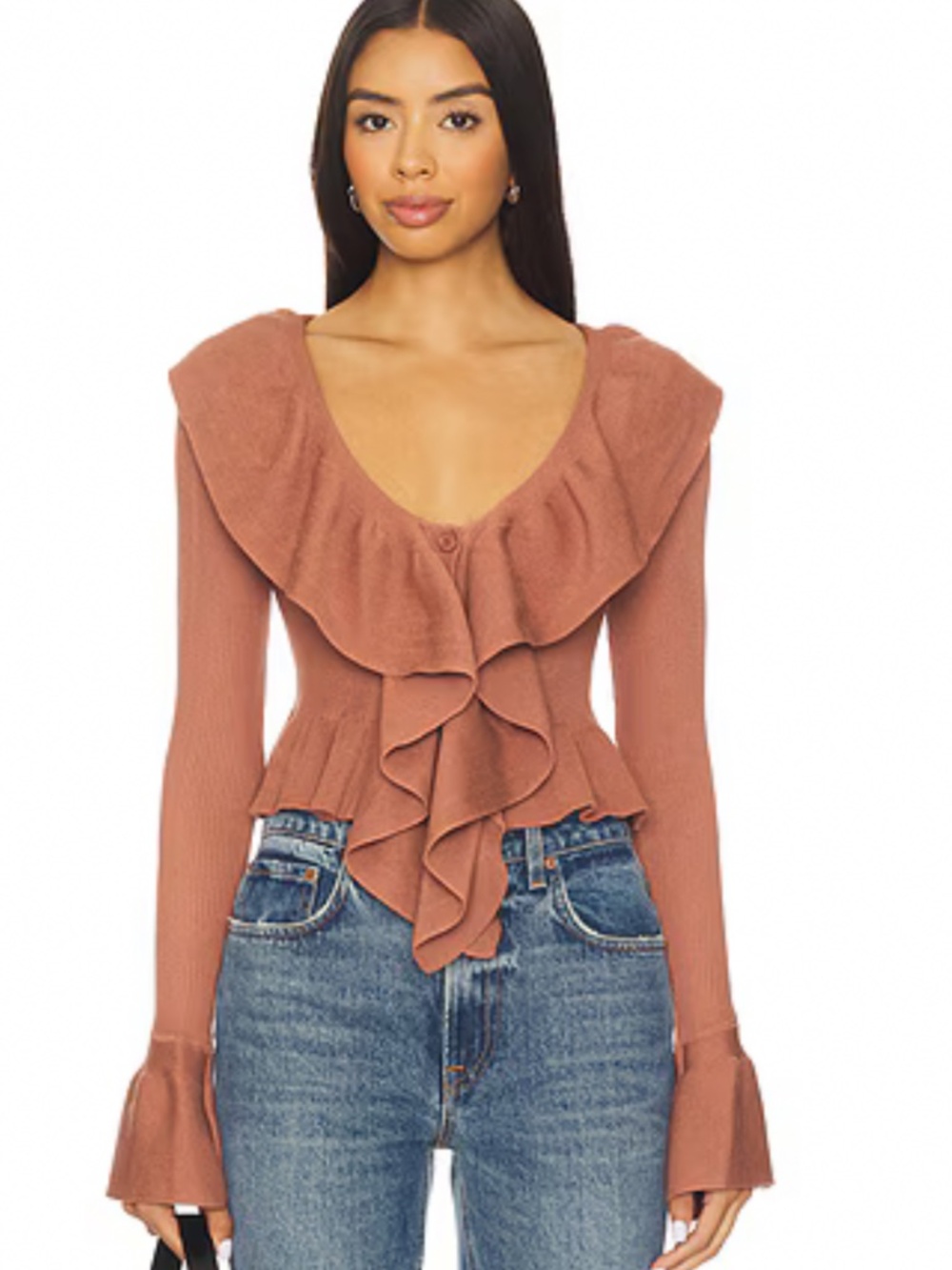 Taupe Ruffled Blouse